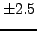 $\pm 2.5$
