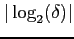 $\vert\log_{2}(\delta)\vert$